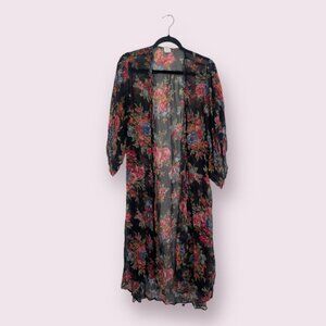 ⭐️Sheer Kimono Duster Floral Summer Spring Chic Girly Festival Artsy Overlay Top